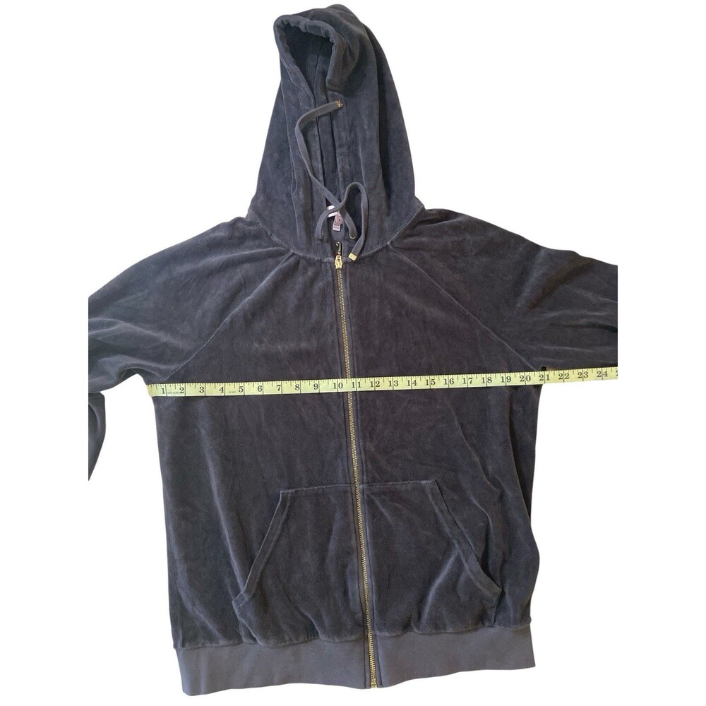 Juicy Couture Women’s Velour Tracksuit Set Black Hoodie Pants Size L Vintage - Picture 4 of 16